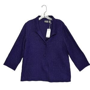 Chico's Travelers Crushed Whitley Jacket NWT Women's Sz 1 (M) Aubergine Purple